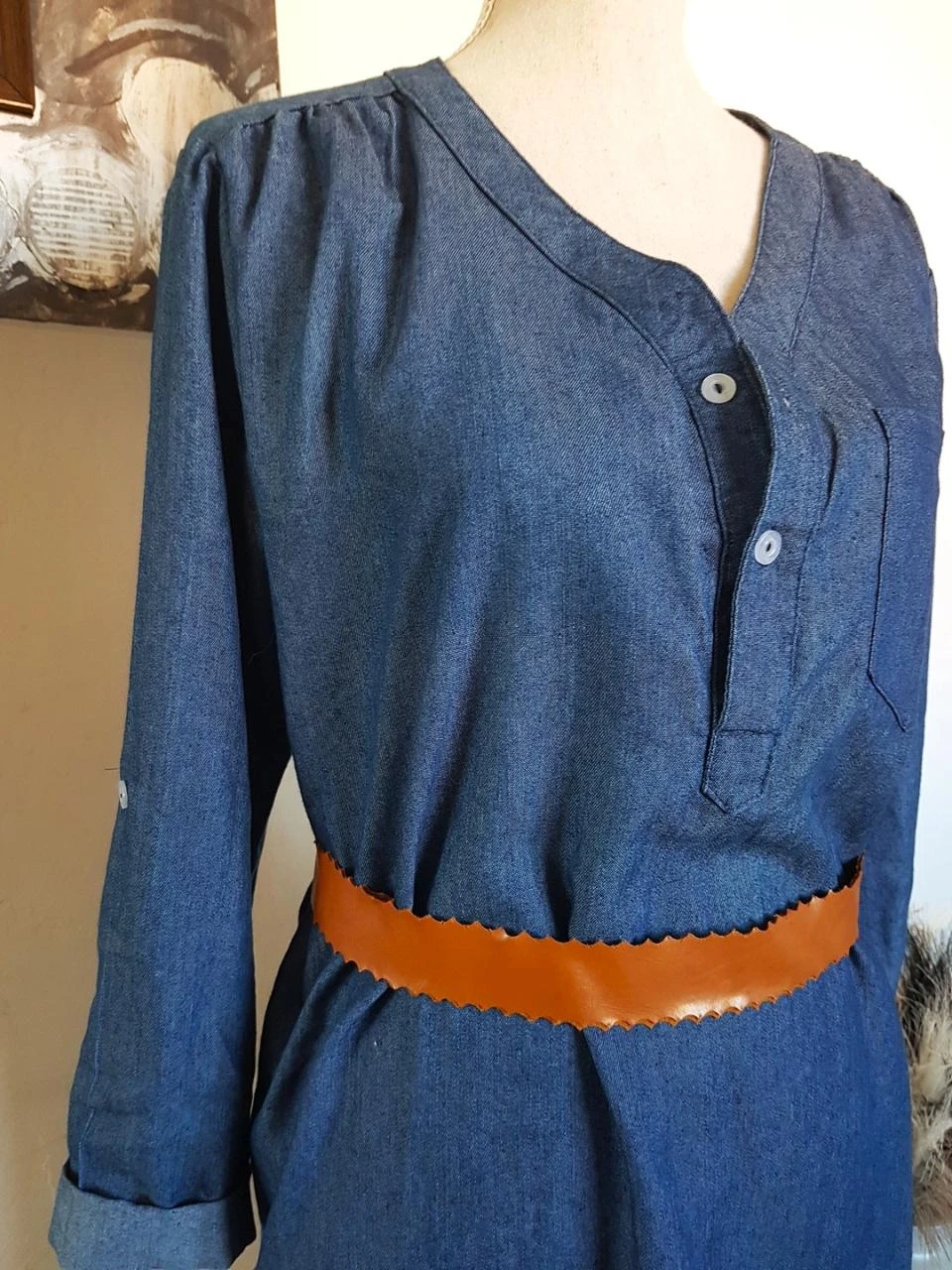 👗Tunic / Denim-effect babydoll dress – Size L (40) – photo 2